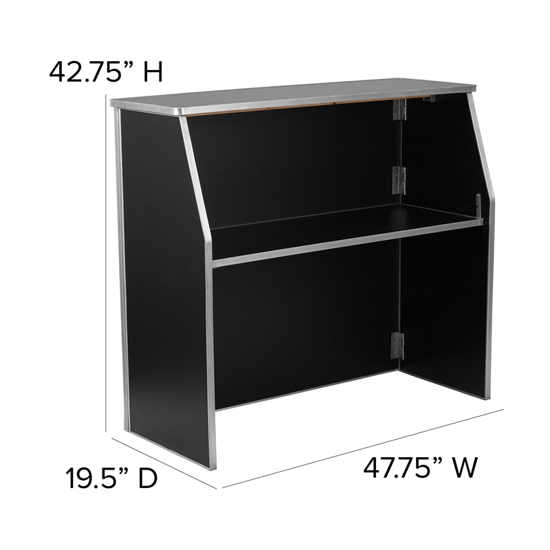 Bowery Hill Contemporary 4' Laminate Foldable Bar In Black Finish