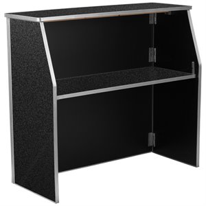 Bowery Hill Black Marble Laminate Bar Rectangular Foldable 47.75&quot