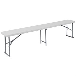 Bowery Hill 10&quot x 71&quot Plastic Bi-Fold Bench in Granite White