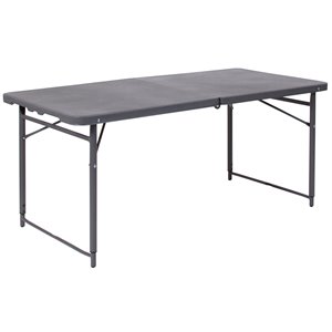 Bowery Hill Modern 23&quot x 48&quot Plastic Bi-Fold Table in Dark Gray