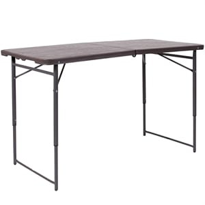 Bowery Hill Contemporary 23&quot x 48&quot Plastic Bi-Fold Table in Brown