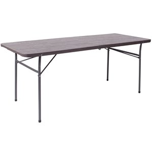 Bowery Hill Contemporary 30&quot x 72&quot Plastic Bi-Fold Table in Brown