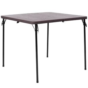 Bowery Hill Modern 34&quot Square Plastic Bi-Fold Table in Brown