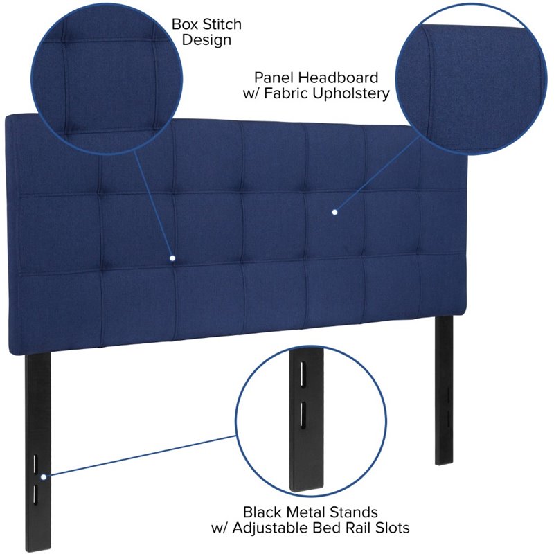 Bowery Hill Contemporary Tufted Full Panel Headboard in Navy