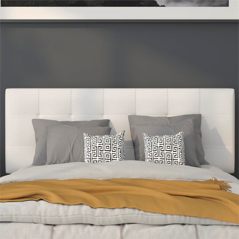 Bowery Hill Contemporary Tufted Full Panel Headboard in White