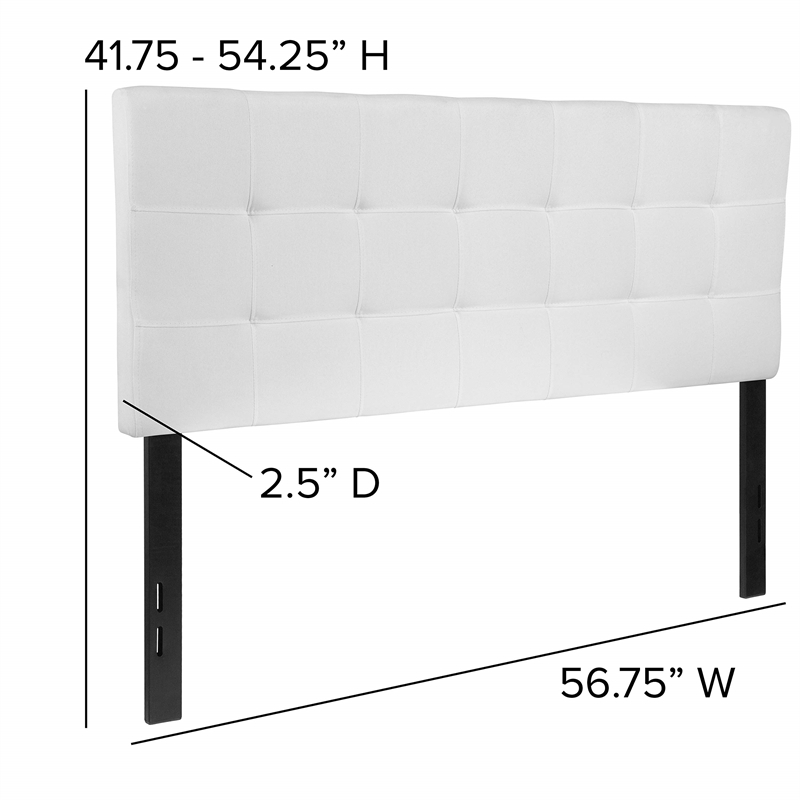 Bowery Hill Contemporary Tufted Full Panel Headboard in White