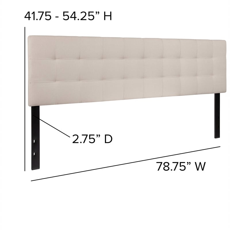 Bowery Hill Contemporary King Fabric Panel Headboard in Beige