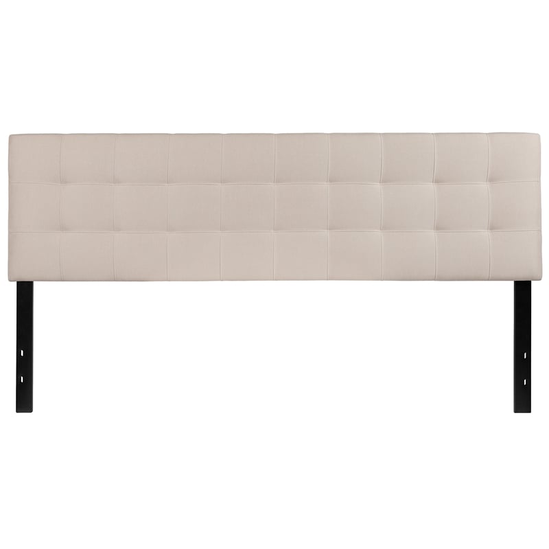 Bowery Hill Contemporary King Fabric Panel Headboard in Beige