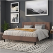 Bowery Hill Modern King Fabric Panel Headboard in Camel Fabric