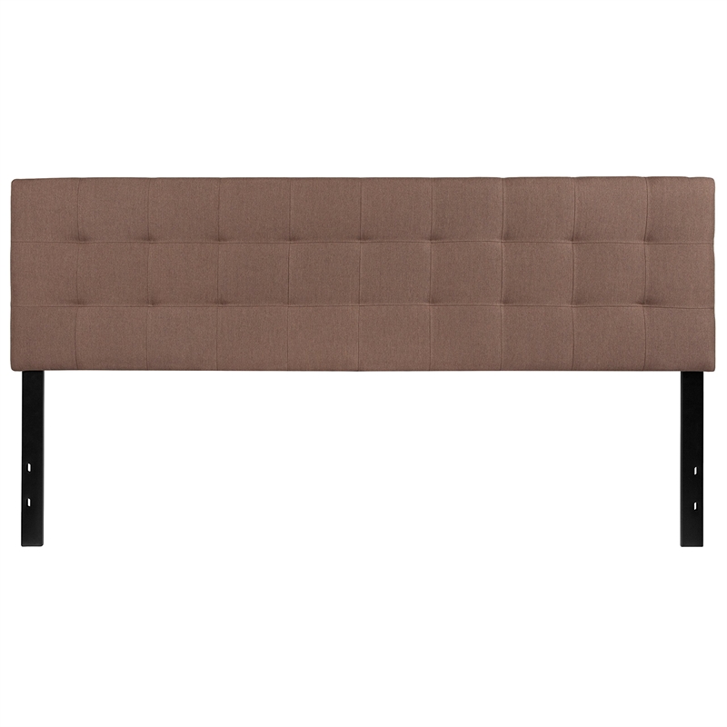 Bowery Hill Modern King Fabric Panel Headboard in Camel Fabric
