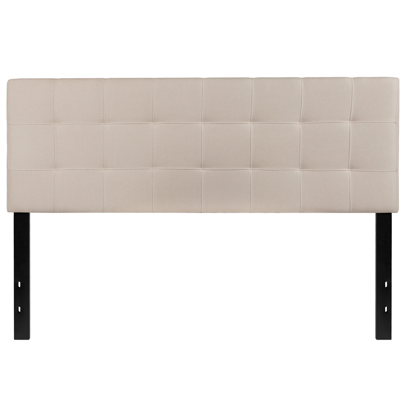 Bowery Hill Contemporary Queen Fabric Panel Headboard in Beige
