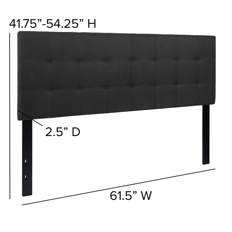 Bowery Hill Contemporary Queen Fabric Panel Headboard in Black
