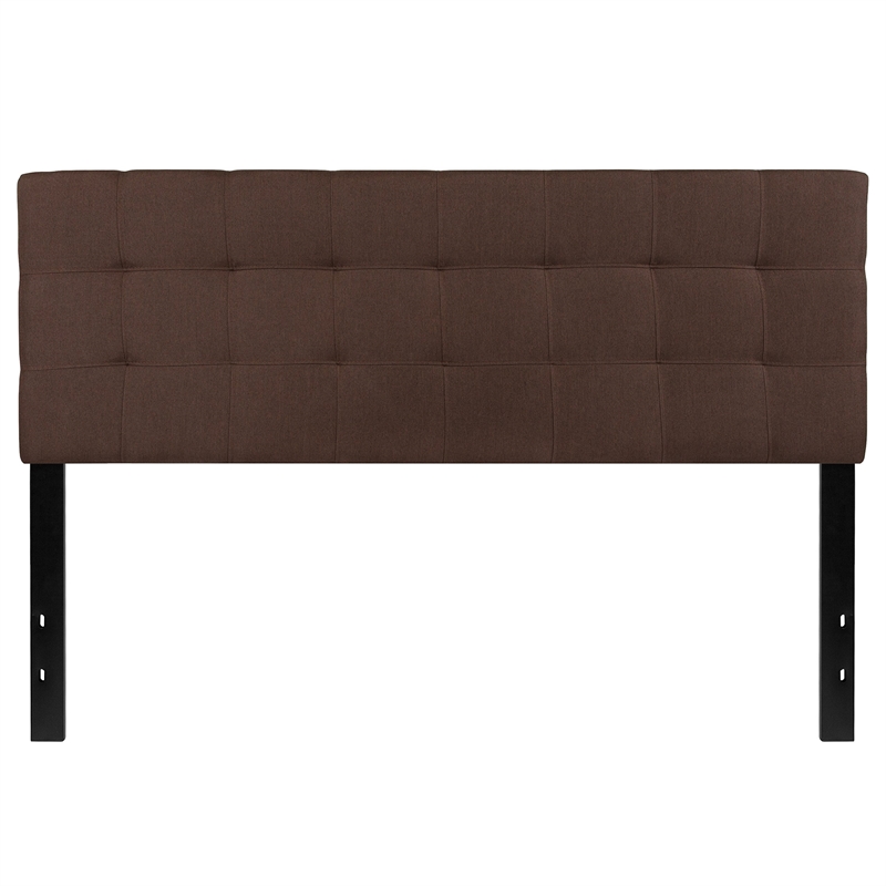 Bowery Hill Modern Queen Fabric Panel Headboard in Dark Brown