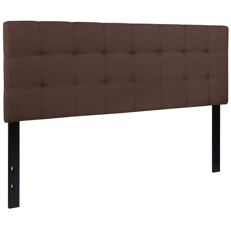 Bowery Hill Modern Queen Fabric Panel Headboard in Dark Brown