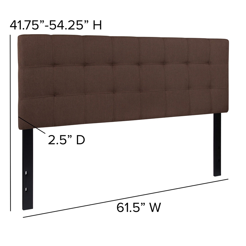 Bowery Hill Modern Queen Fabric Panel Headboard in Dark Brown