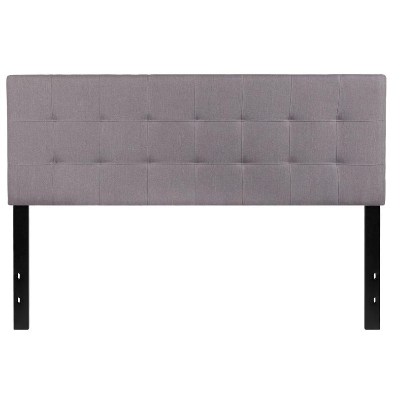Bowery Hill Modern Queen Fabric Panel Headboard in Light Gray