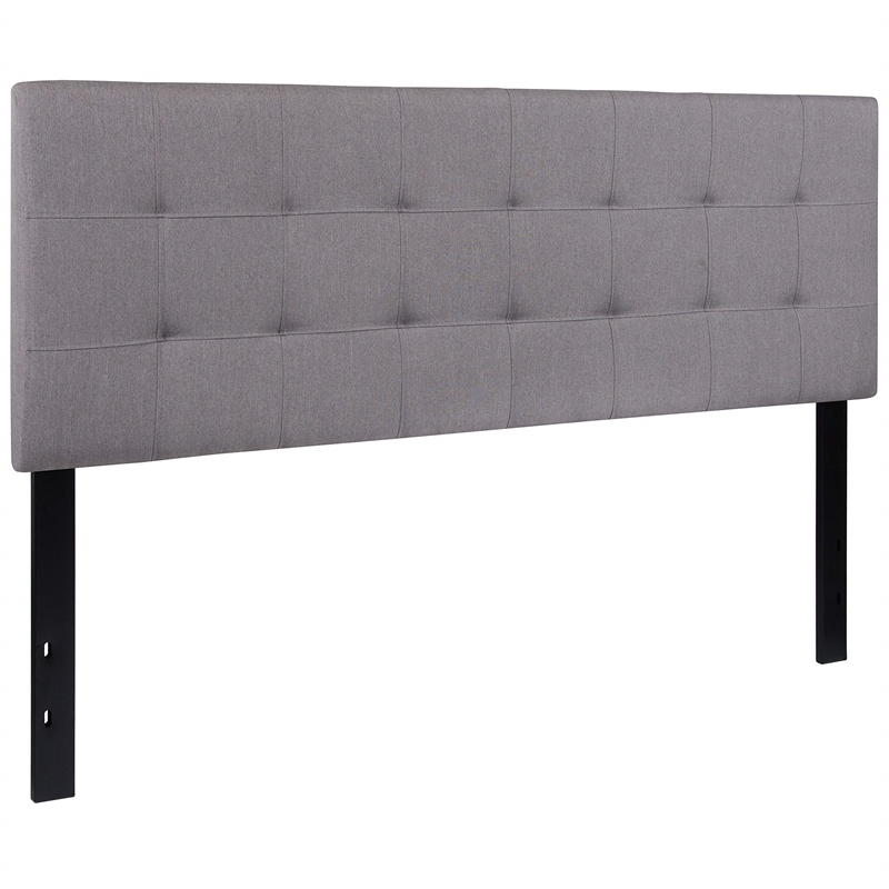 Bowery Hill Modern Queen Fabric Panel Headboard in Light Gray