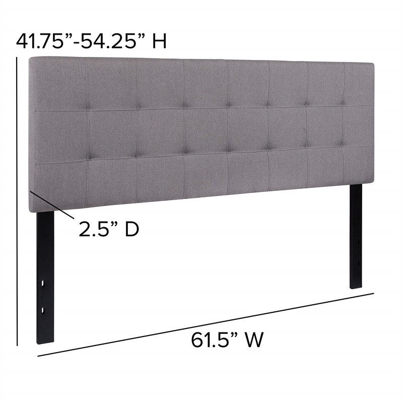 Bowery Hill Modern Queen Fabric Panel Headboard in Light Gray