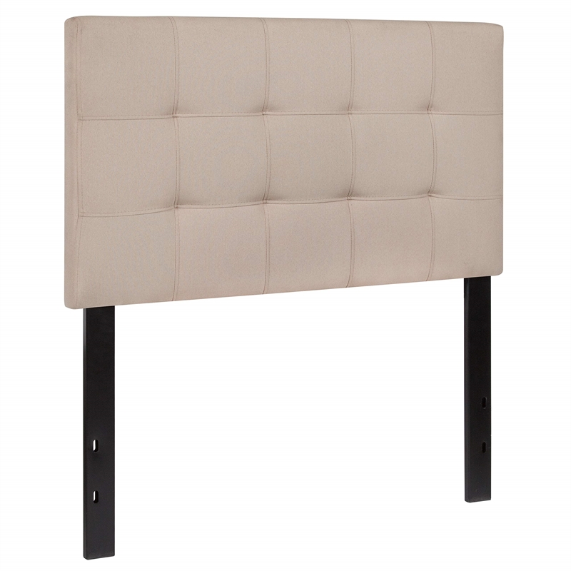 Bowery Hill Contemporary Twin Fabric Panel Headboard in Beige
