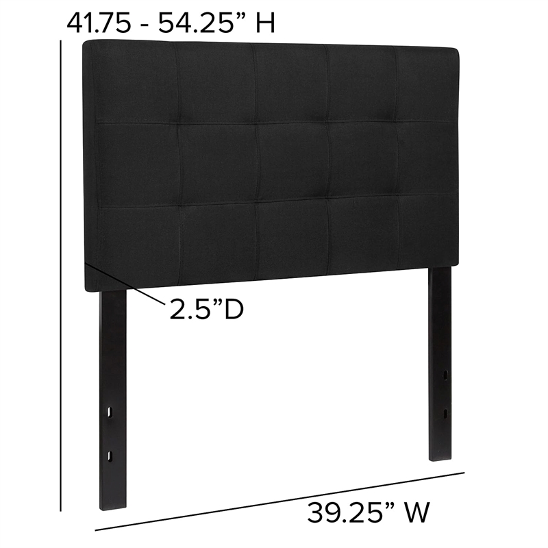 Bowery Hill Contemporary Twin Fabric Panel Headboard in Black