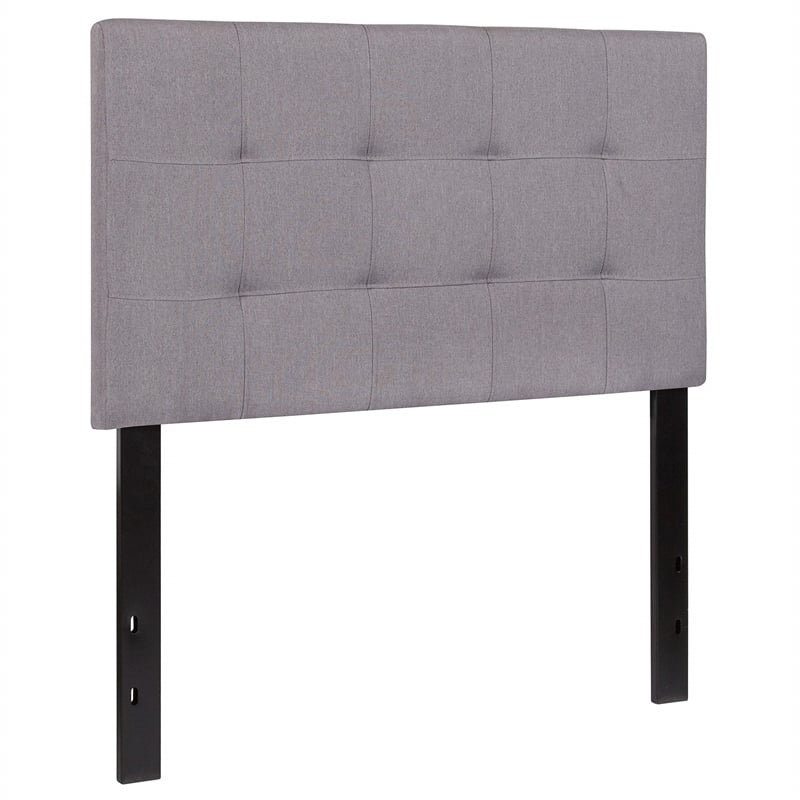 Bowery Hill Modern Twin Fabric Panel Headboard in Light Gray