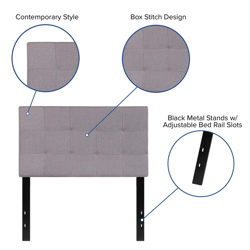 Bowery Hill Modern Twin Fabric Panel Headboard in Light Gray