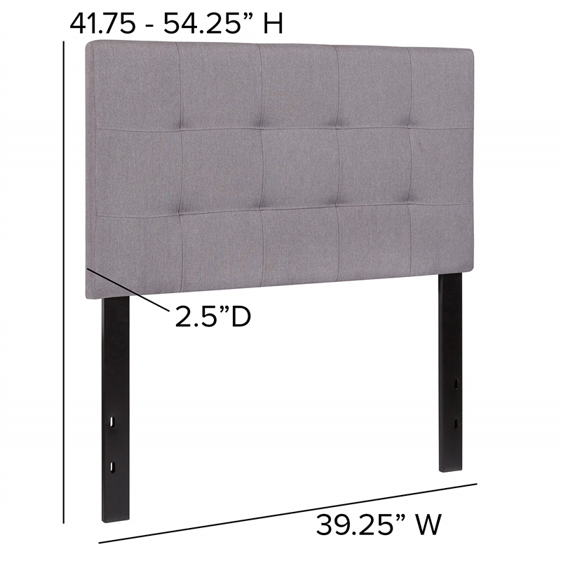 Bowery Hill Modern Twin Fabric Panel Headboard in Light Gray