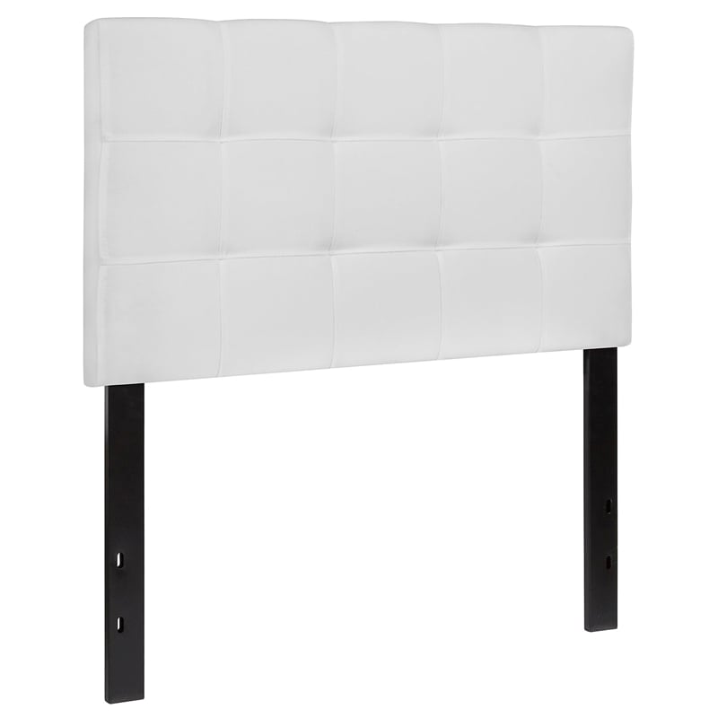 Bowery Hill Contemporary Twin Fabric Panel Headboard in White