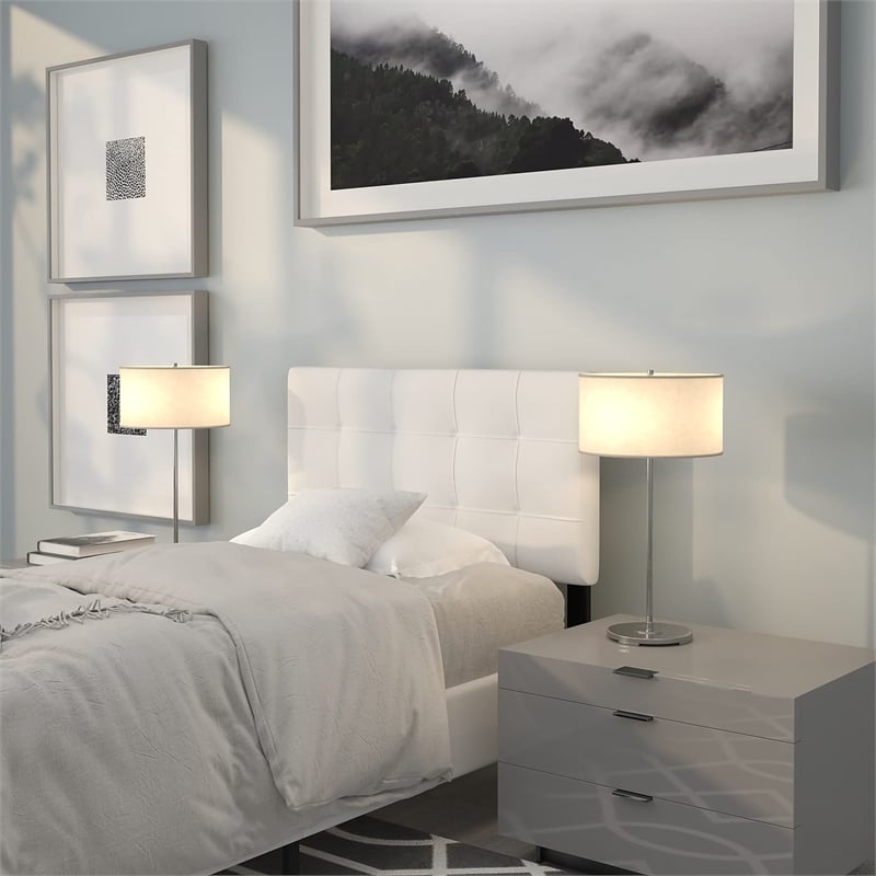 Bowery Hill Contemporary Twin Fabric Panel Headboard in White