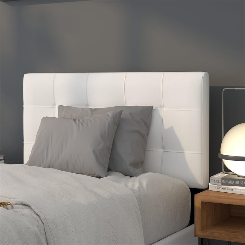 Bowery Hill Contemporary Twin Fabric Panel Headboard in White