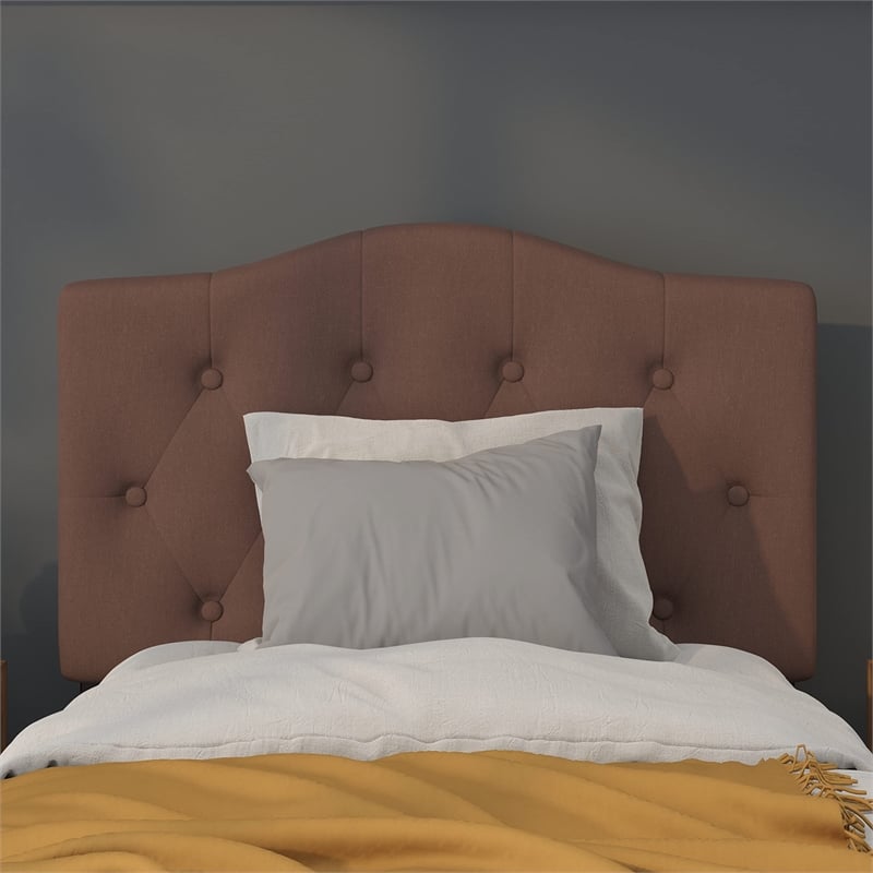 Bowery Hill Contemporary Tufted Twin Panel Headboard in Camel
