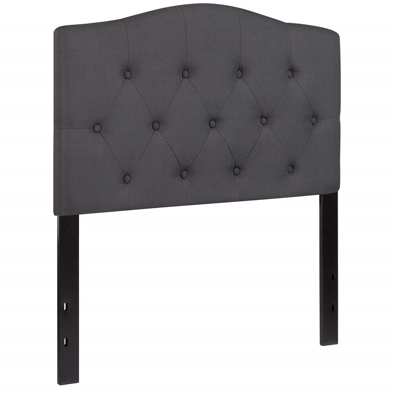 Bowery Hill Contemporary Tufted Twin Panel Headboard in Dark Gray
