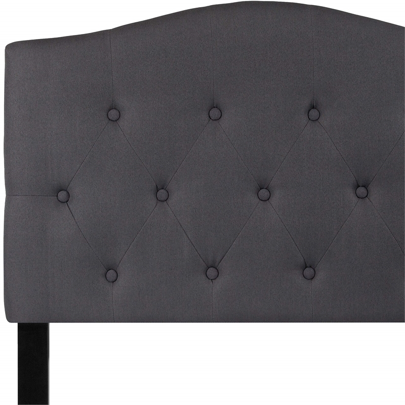 Bowery Hill Contemporary Tufted Twin Panel Headboard in Dark Gray