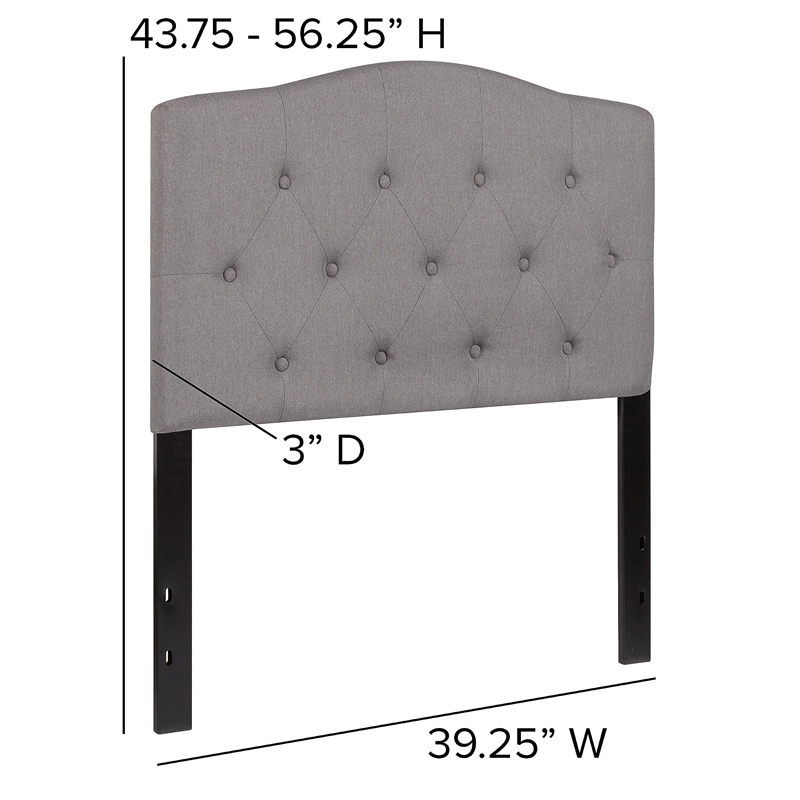 Bowery Hill Modern Tufted Twin Panel Headboard in Light Gray