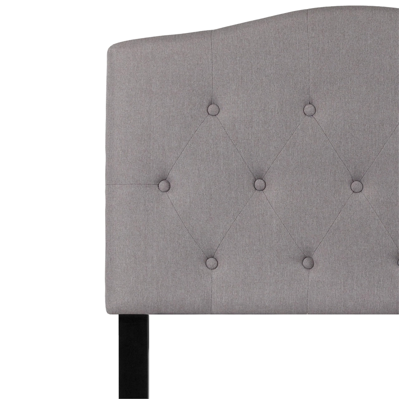 Bowery Hill Modern Tufted Twin Panel Headboard in Light Gray