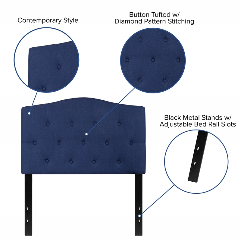 Bowery Hill Contemporary Tufted Twin Panel Headboard in Navy