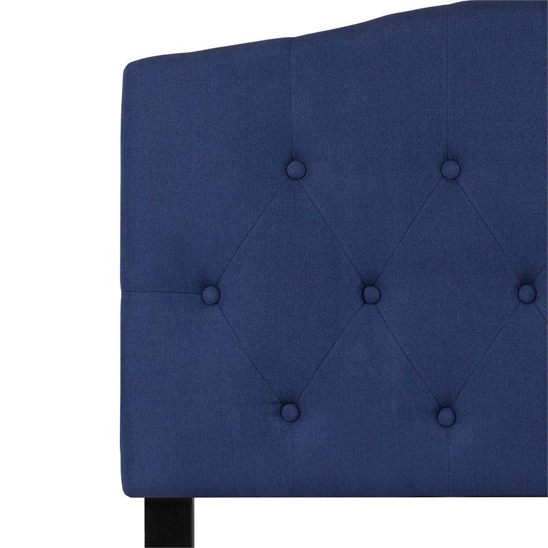 Bowery Hill Contemporary Tufted Twin Panel Headboard in Navy