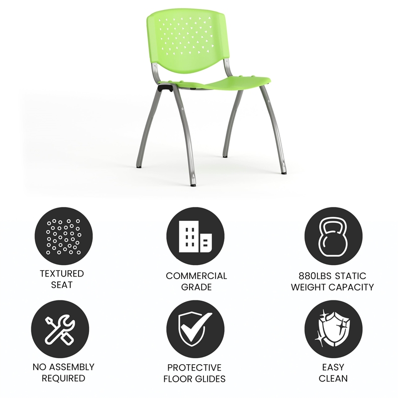 Bowery Hill Modern Plastic Perforated Back Stacking Chair in Green