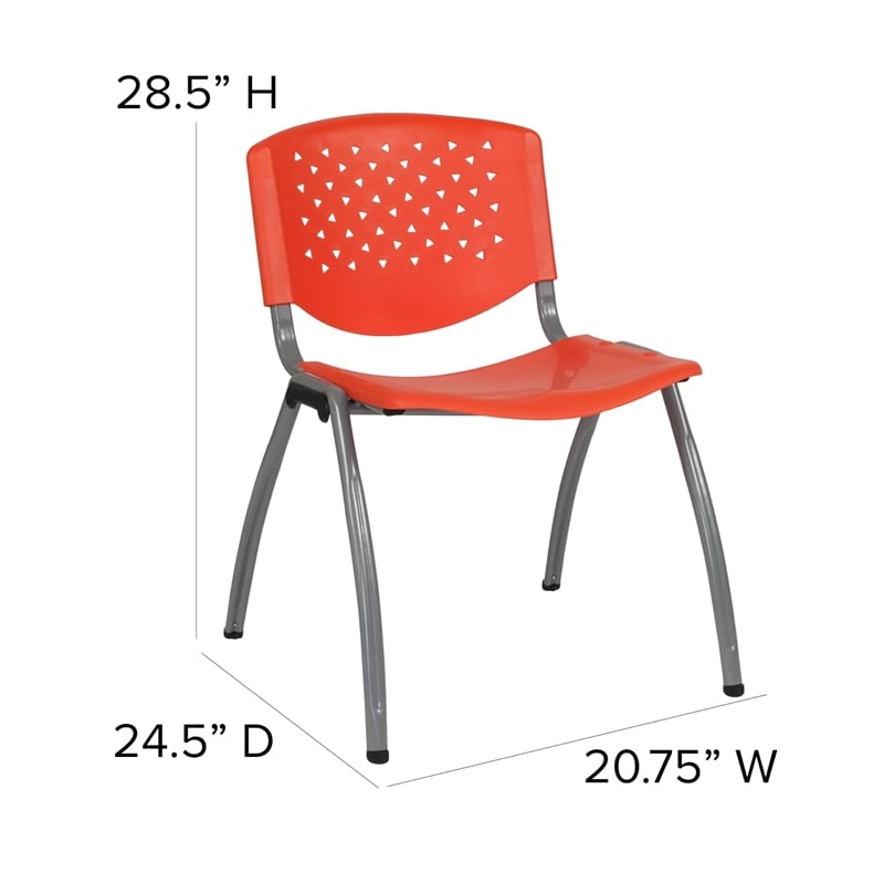 Bowery Hill Plastic Perforated Back Stacking Chair in Orange