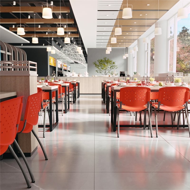 Bowery Hill Plastic Perforated Back Stacking Chair in Orange