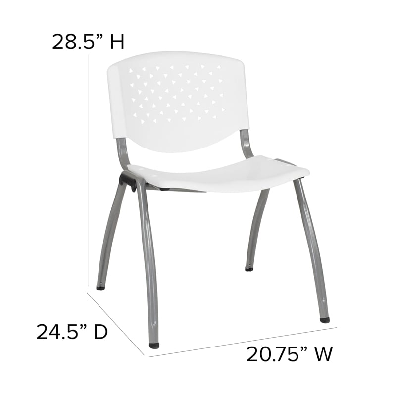 Bowery Hill Modern Plastic Perforated Back Stacking Chair in White