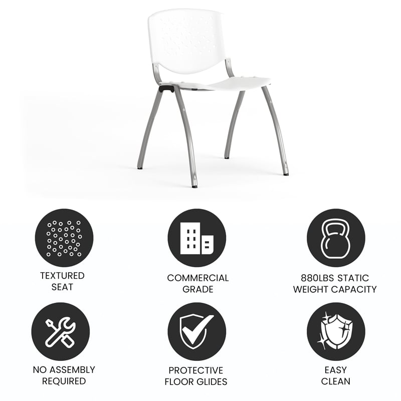Bowery Hill Modern Plastic Perforated Back Stacking Chair in White