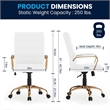 Bowery Hill Mid Back Leather Office Swivel Chair in White and Gold