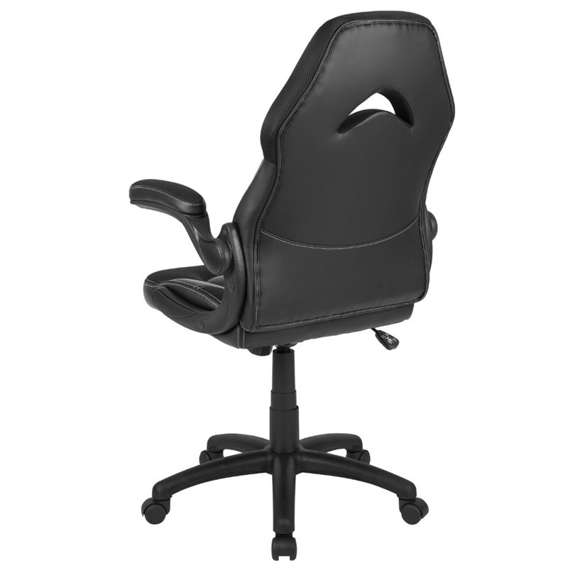 Bowery Hill Ergonomic Faux Leather Racing Gaming Chair in Black