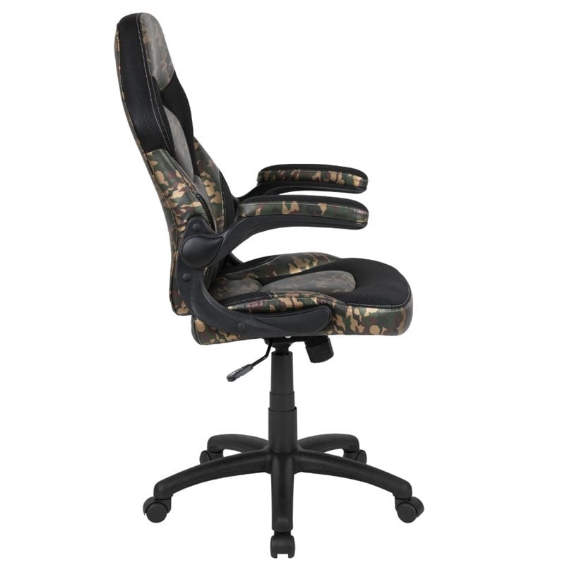 Bowery Hill Ergonomic Faux Leather Racing Gaming Chair in Camouflage