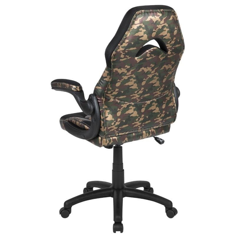 Bowery Hill Ergonomic Faux Leather Racing Gaming Chair in Camouflage
