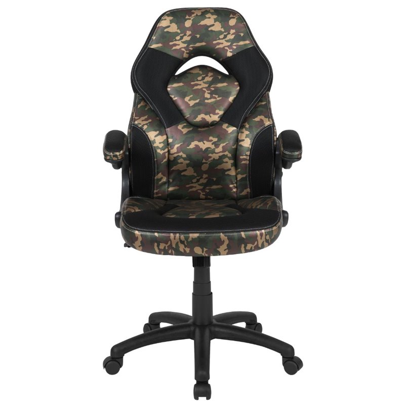 Bowery Hill Ergonomic Faux Leather Racing Gaming Chair in Camouflage