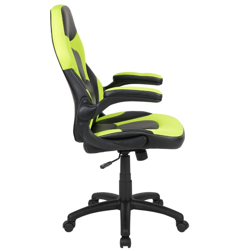Bowery Hill Ergonomic Faux Leather Racing Gaming Chair in Neon Green