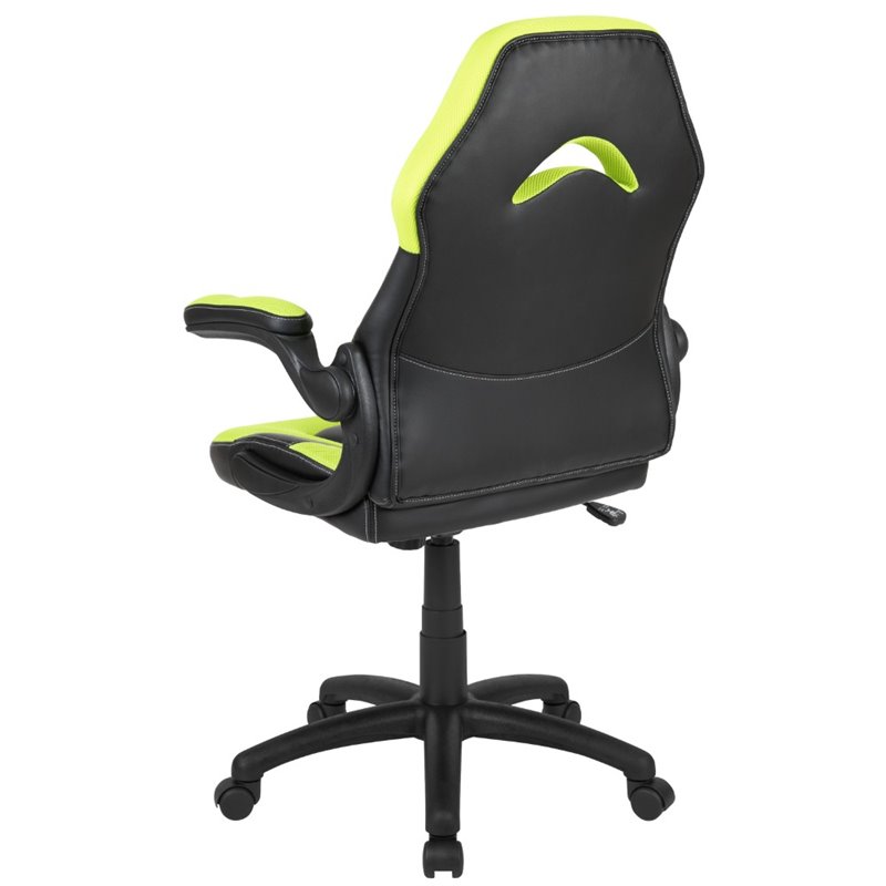 Bowery Hill Ergonomic Faux Leather Racing Gaming Chair in Neon Green