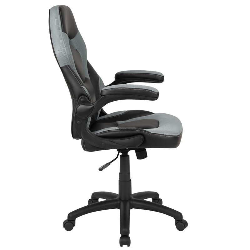 Bowery Hill Ergonomic Faux Leather Racing Gaming Chair in Gray